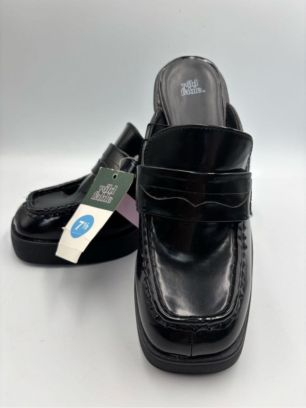 Women's Wild Fable Black Penny Loafer Mules Clog Shoes Eileen Size 7.5 Y2K 90s